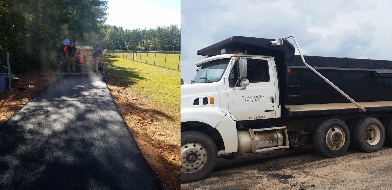 overholt-grading Overholt Grading - commercial and residential grading excavating paving - a paved pathway along side a company truck